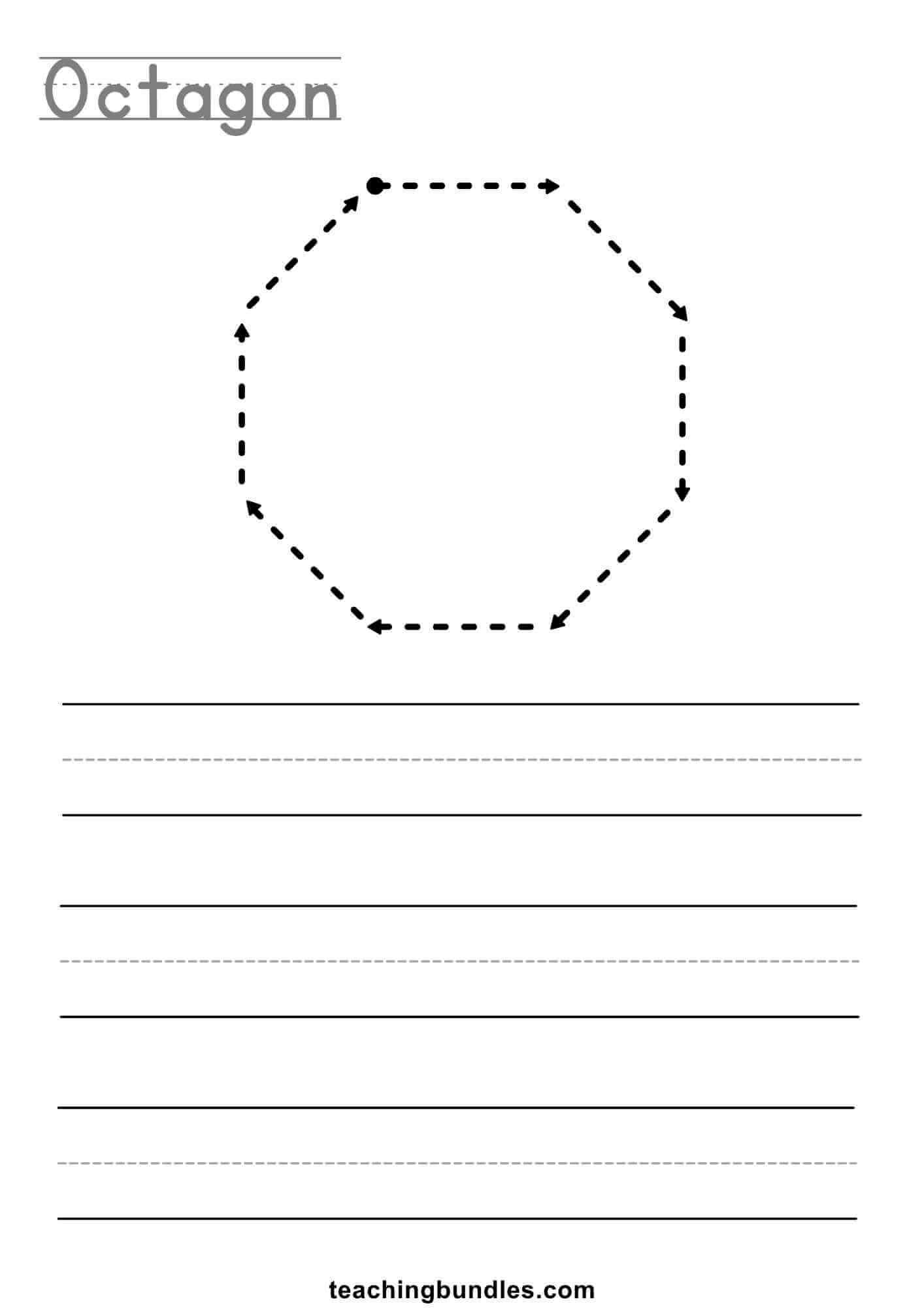Octagon tracing worksheet for kids.