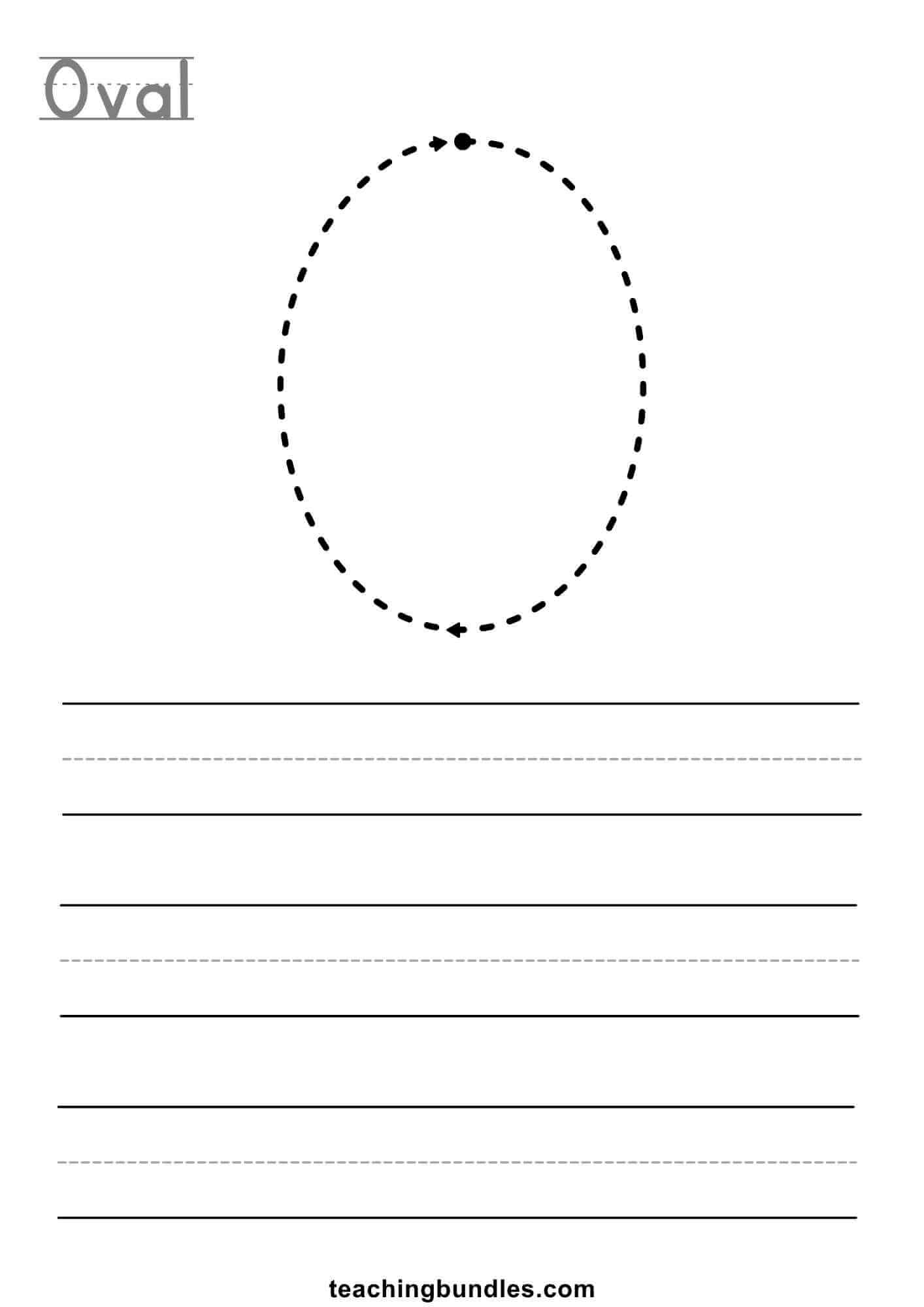 Oval tracing worksheet for kids.