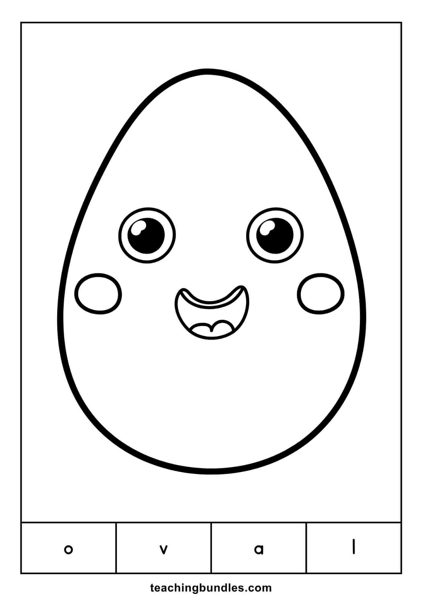 Oval learning flashcard that teaches shape and word recognition.