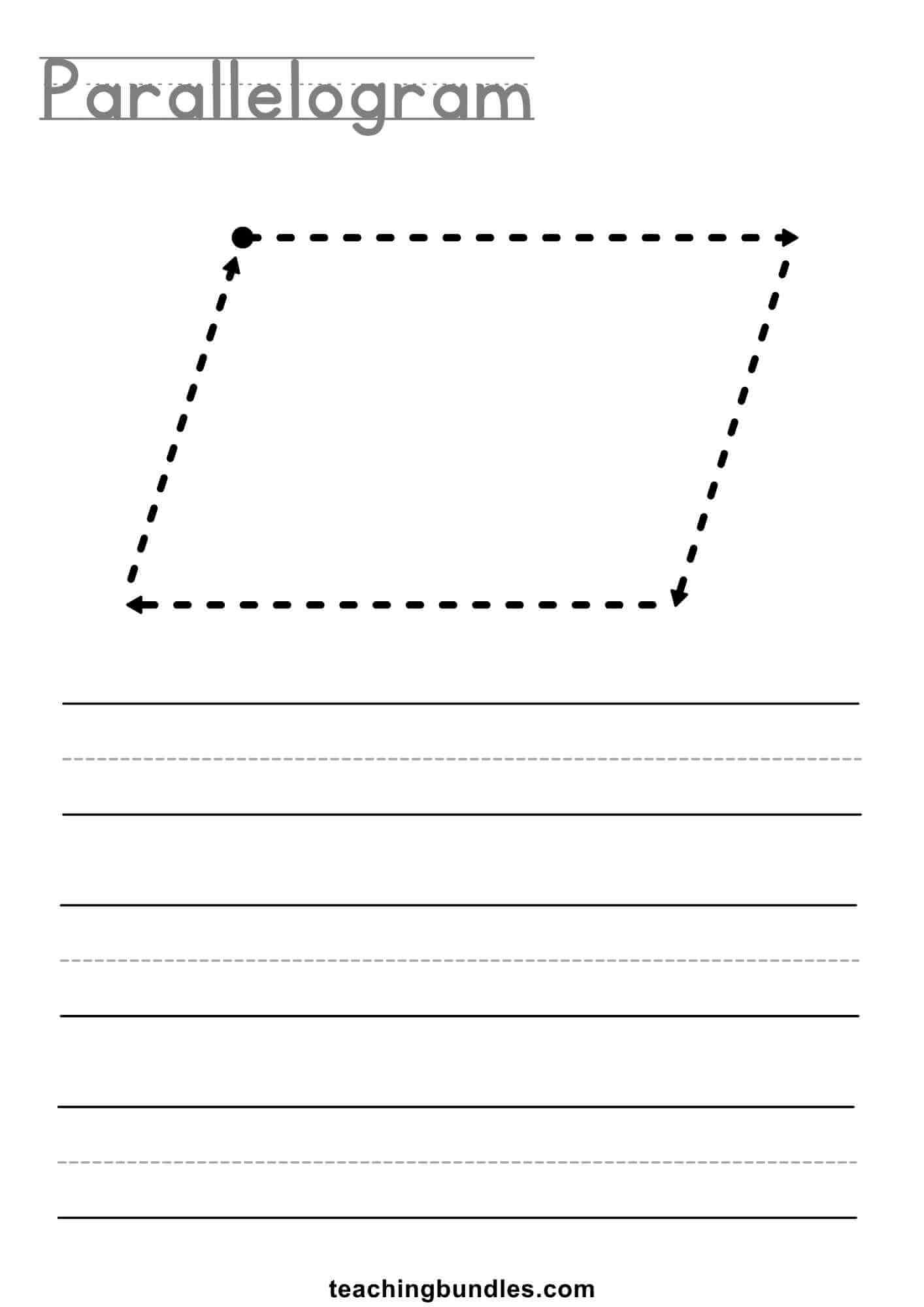 Parallelogram tracing worksheet for kids.