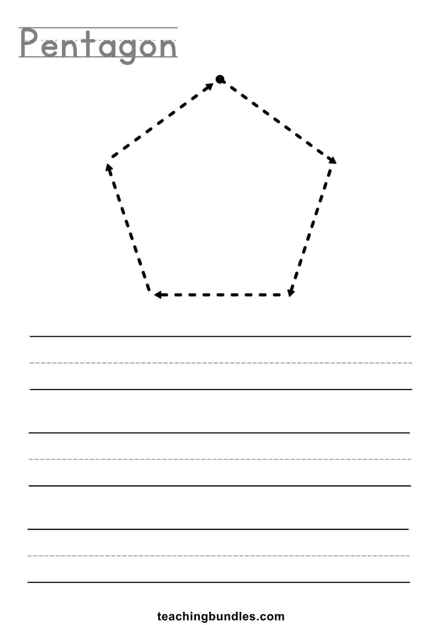 Pentagon tracing worksheet for kids.