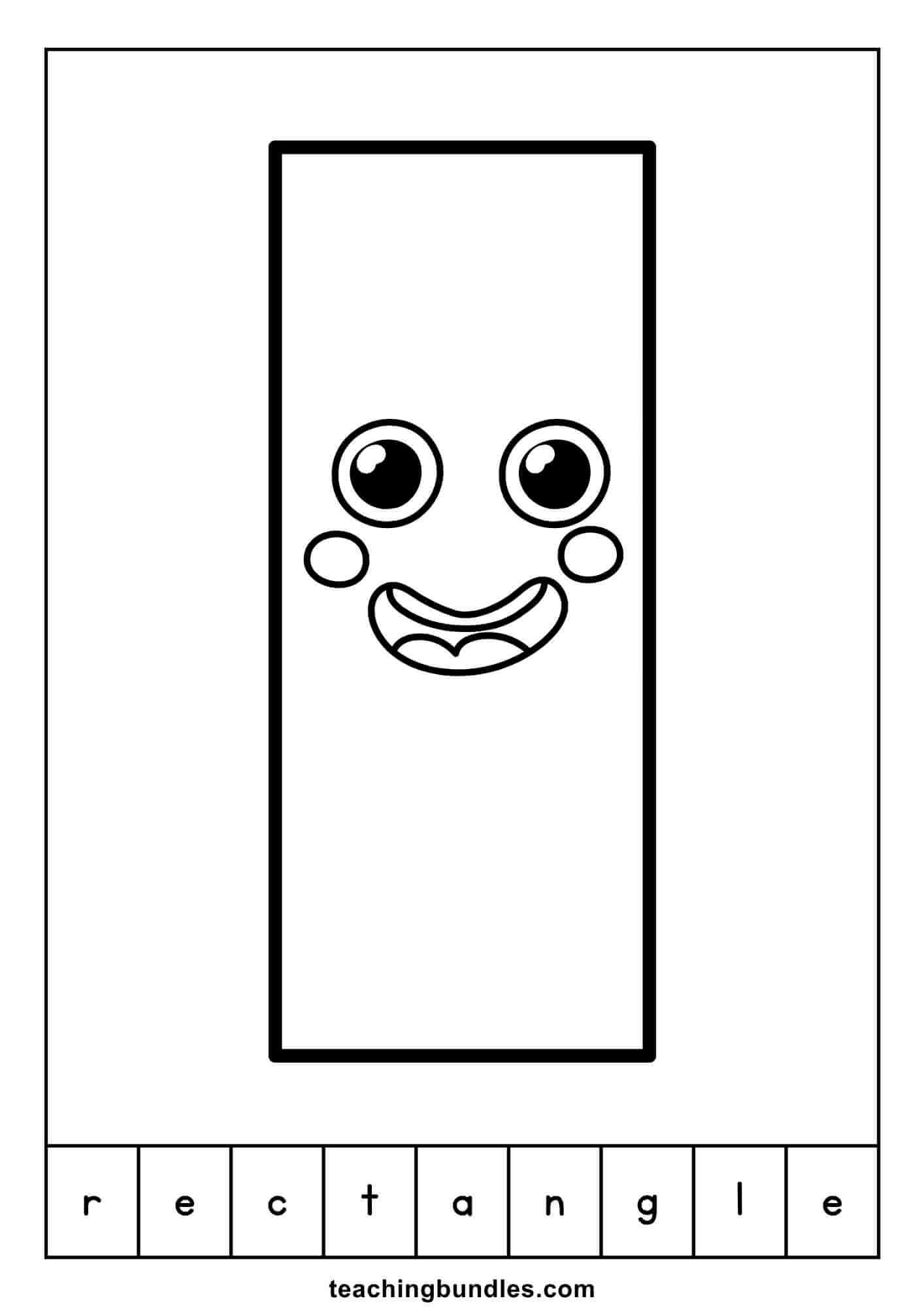 Rectangle learning flashcard that teaches shape and word recognition.