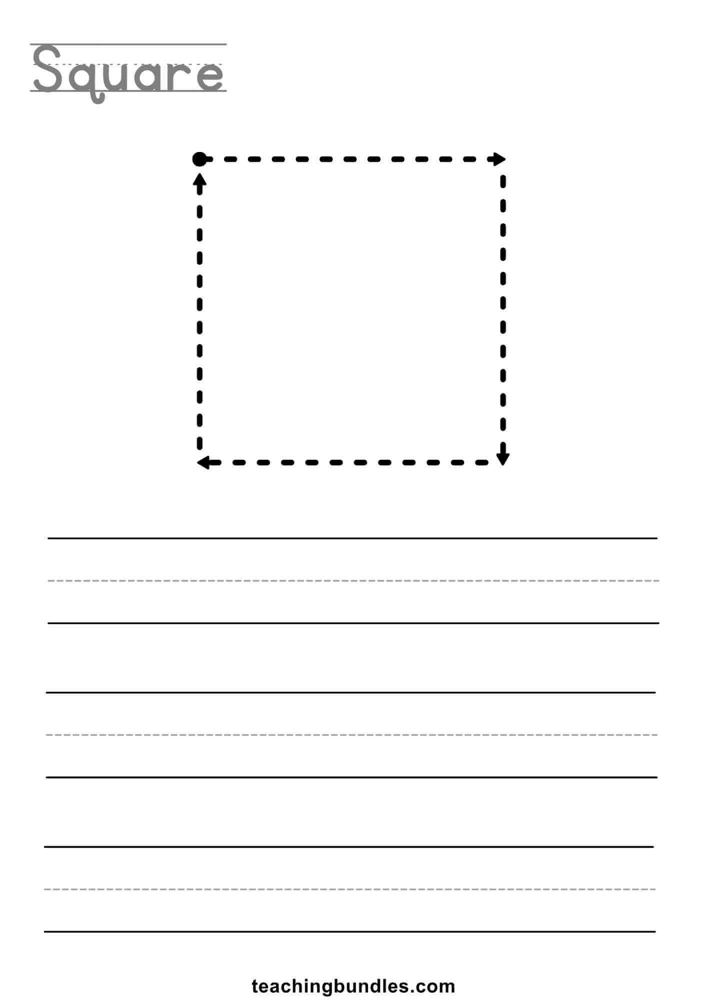 Square tracing worksheet for kids.