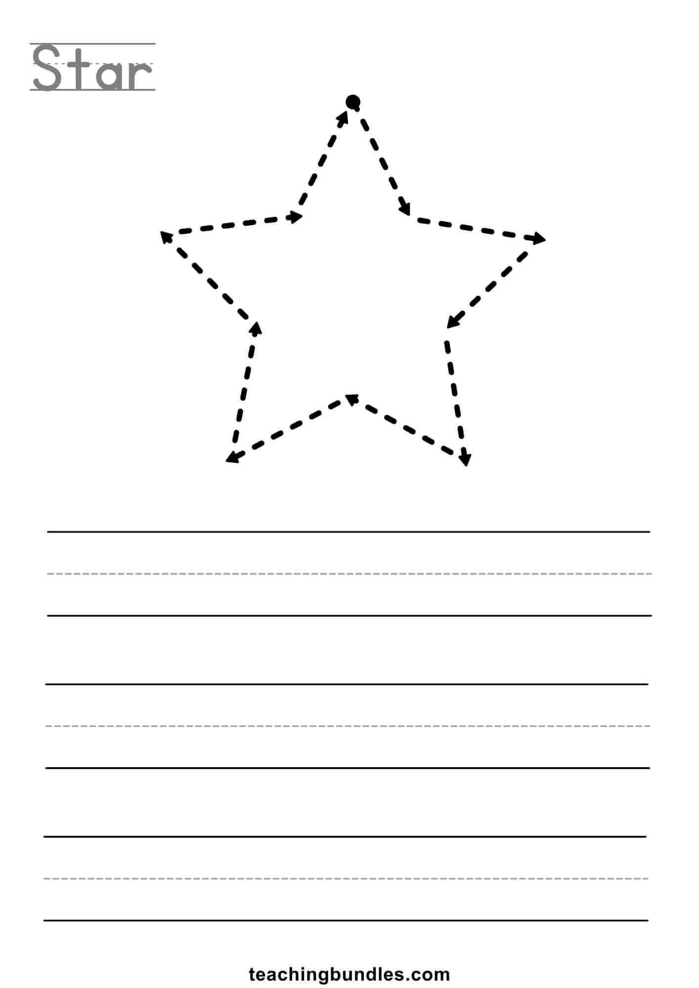 Star tracing worksheet for kids.
