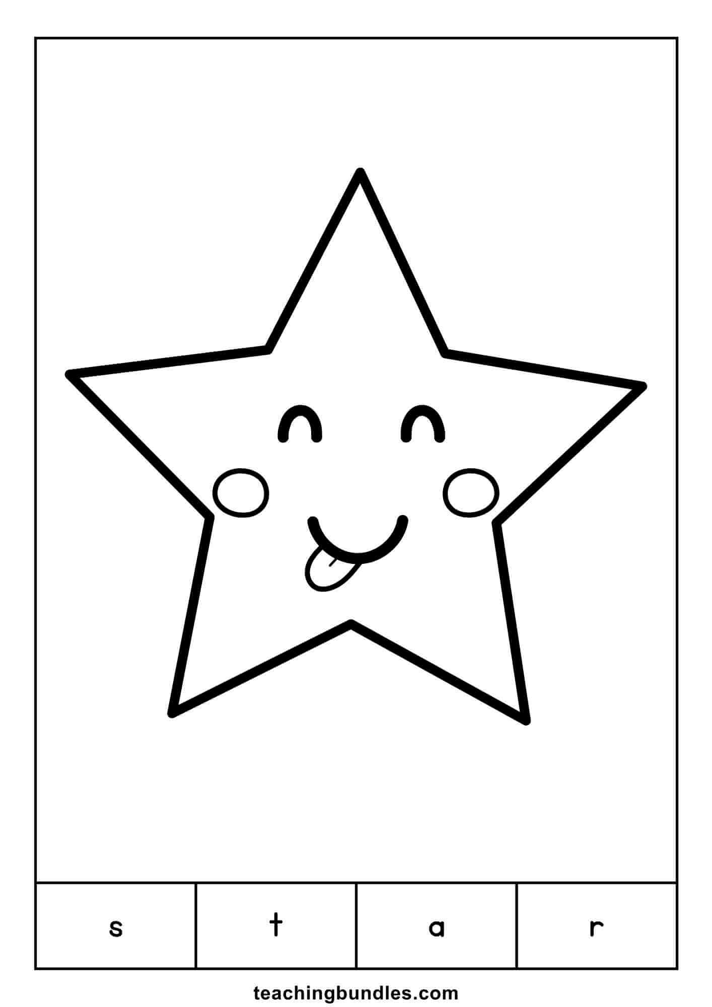 Star learning flashcard that teaches shape and word recognition.