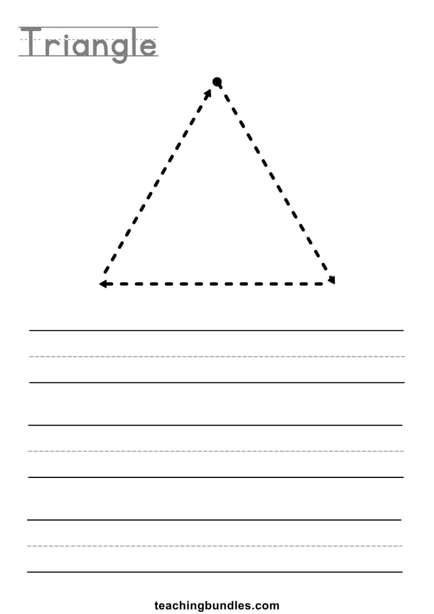 Triangle tracing worksheet for kids.