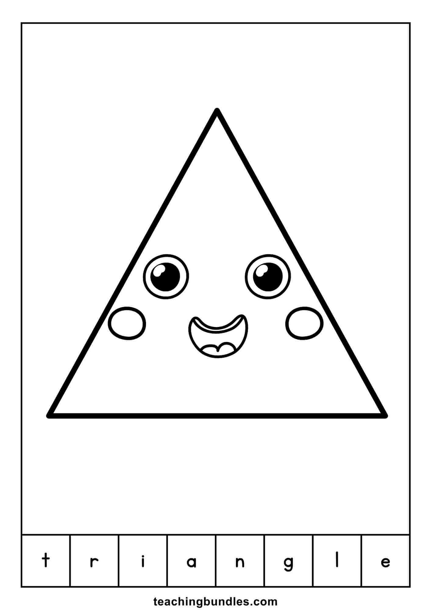 Triangle learning flashcard that teaches shape and word recognition.