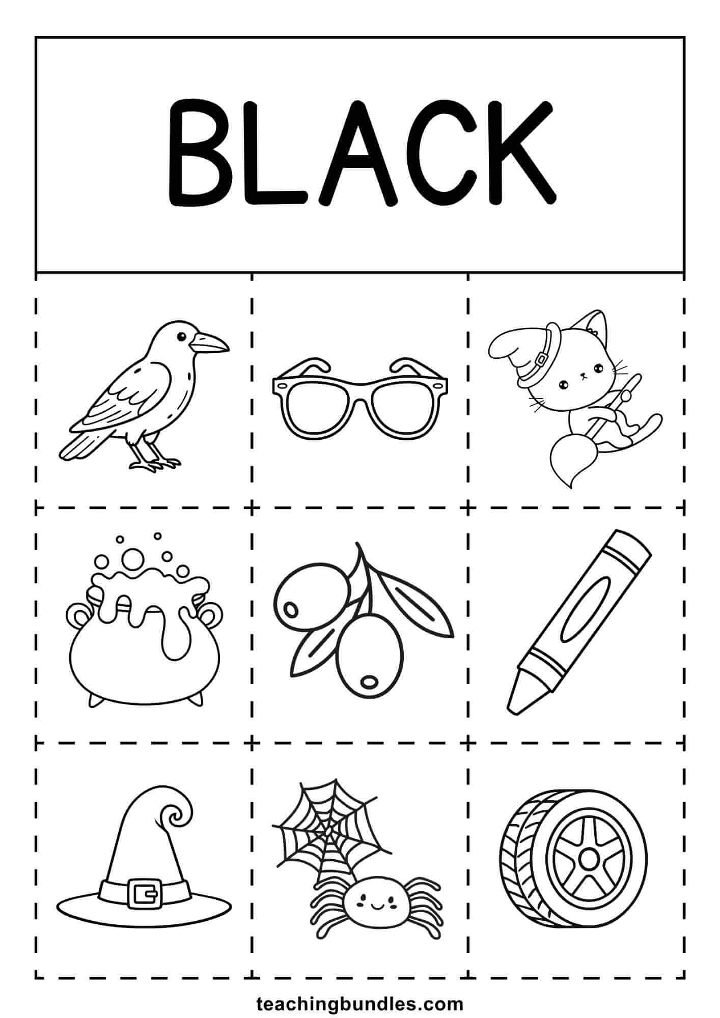 black things coloring activity