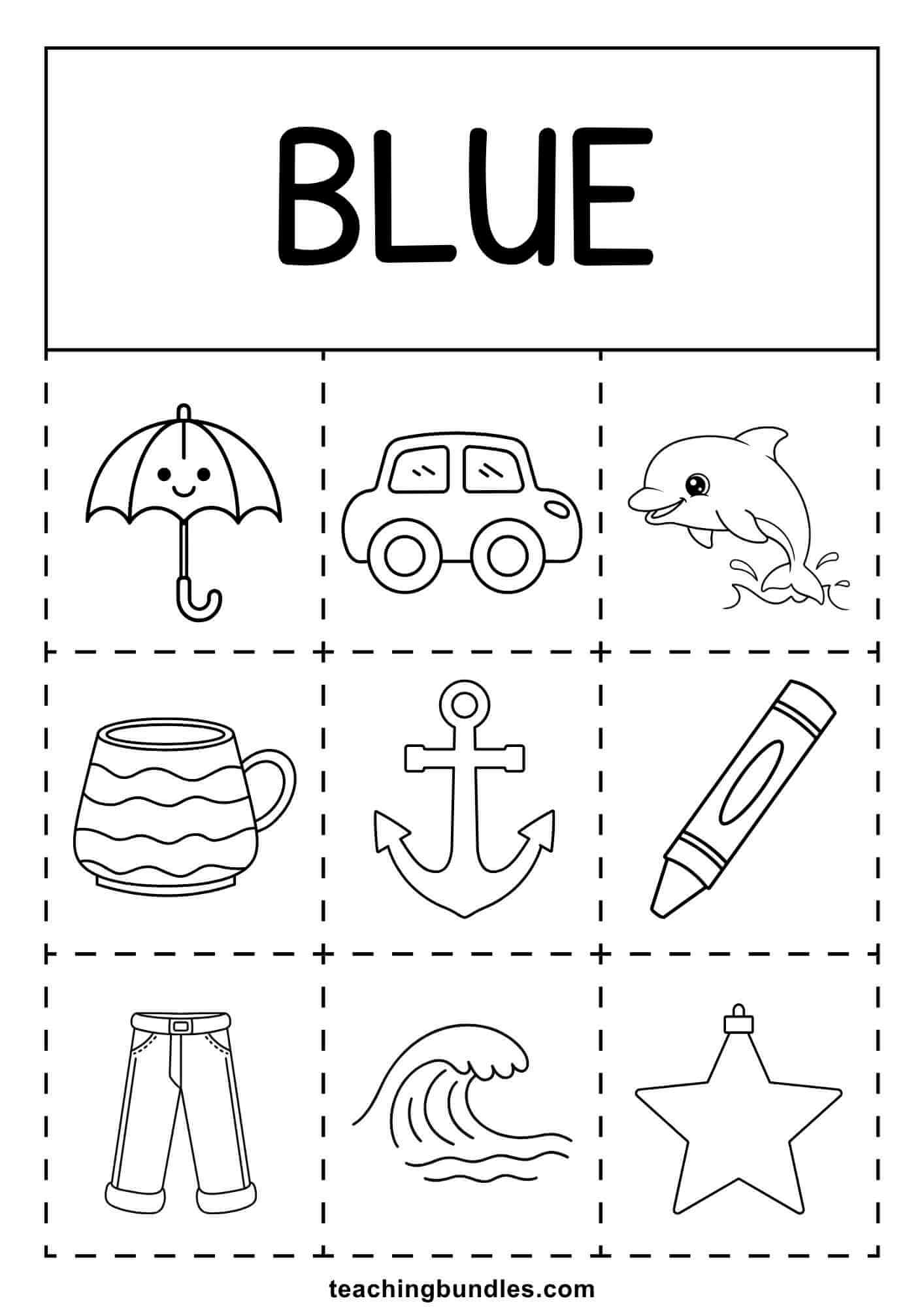 blue things coloring activity