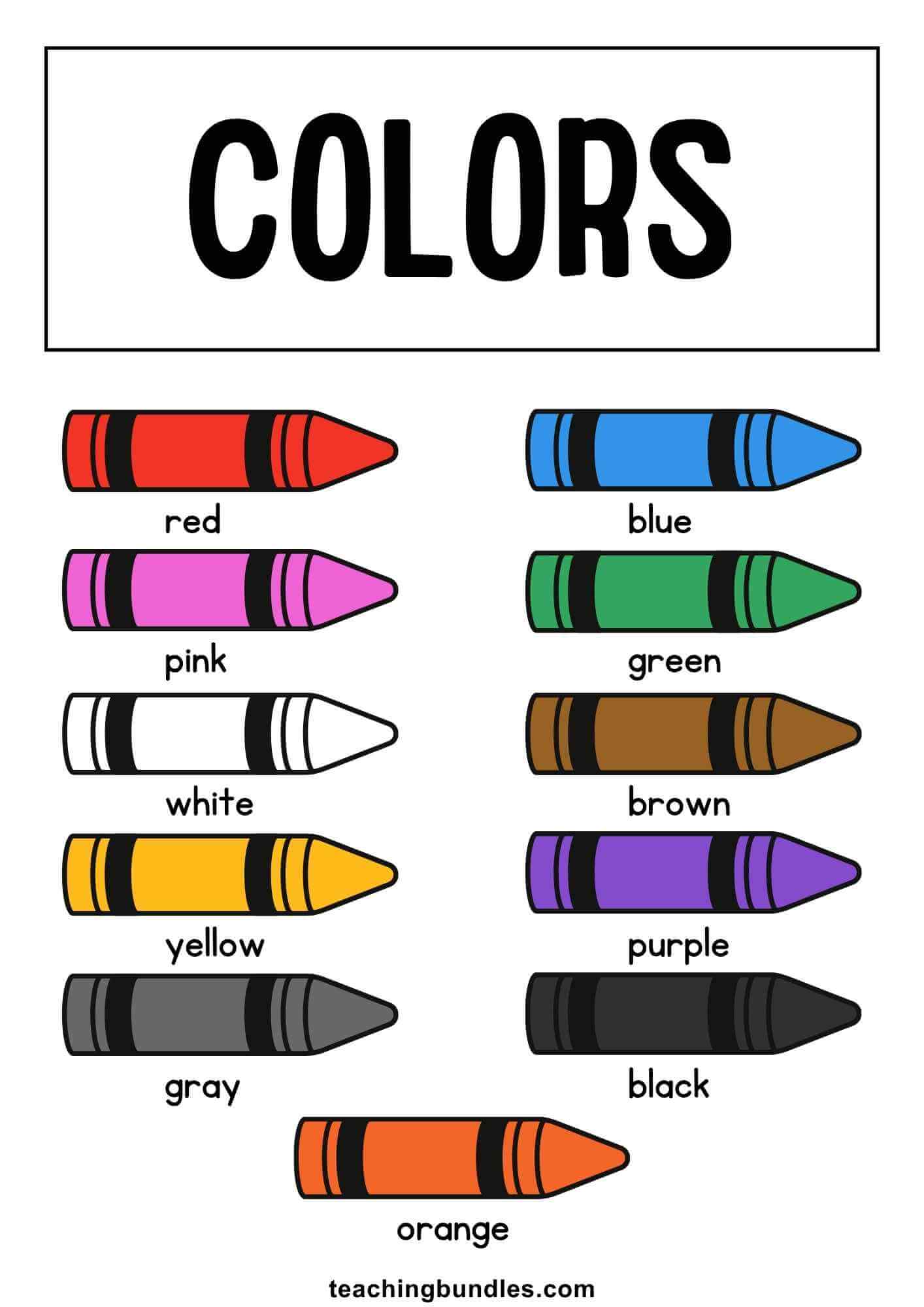 Crayon colors poster for classroom