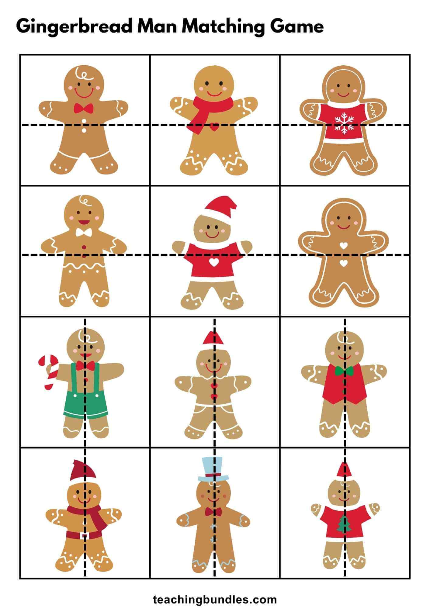 Gingerbread man cut and play printable activity