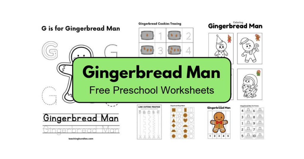 Free printable gingerbread man worksheets for preschoolers