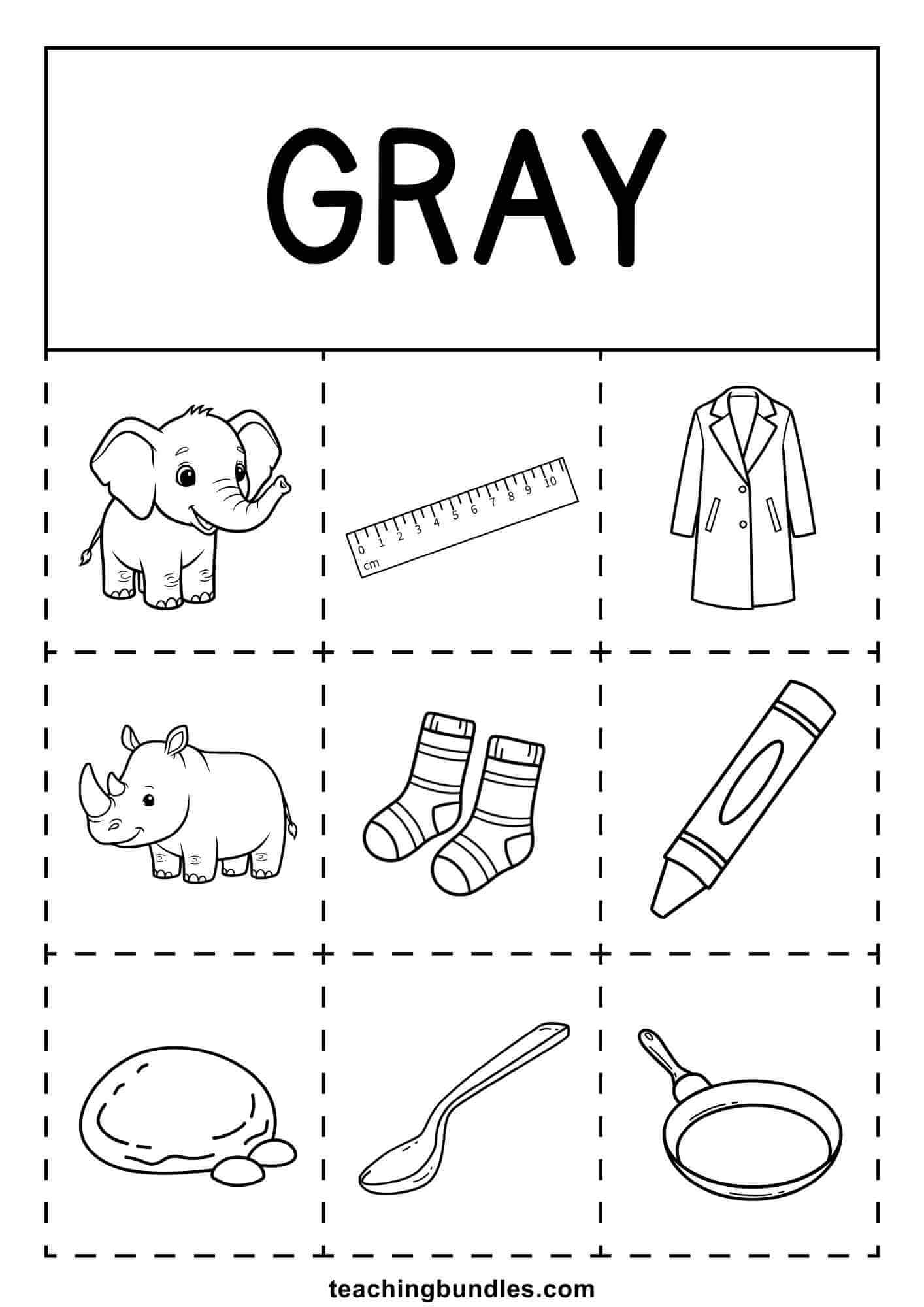 gray things coloring activity
