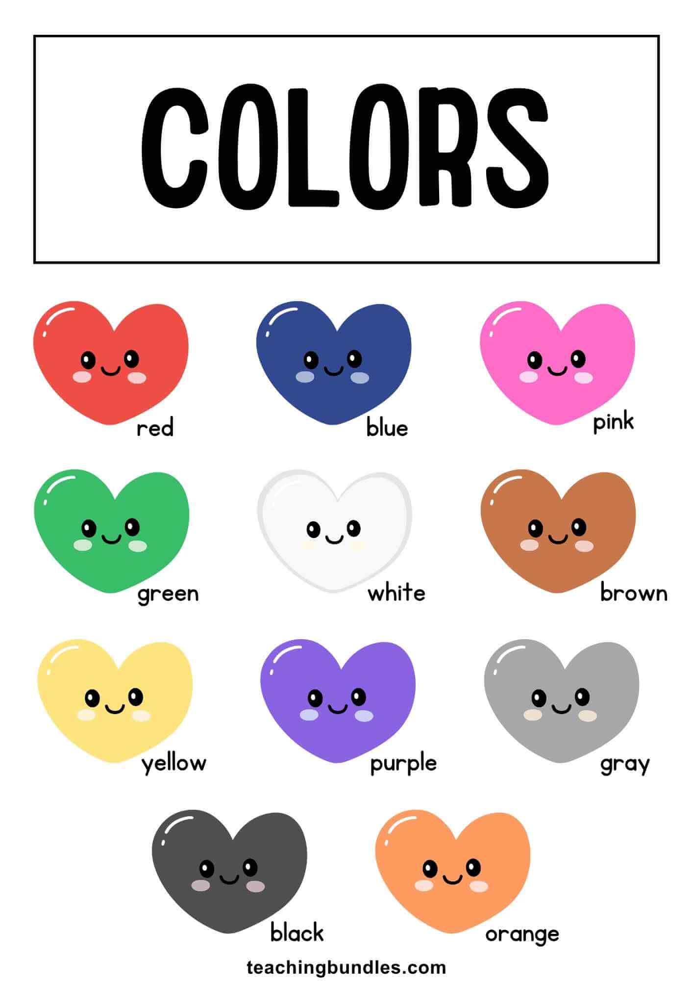 Classroom heart colors poster