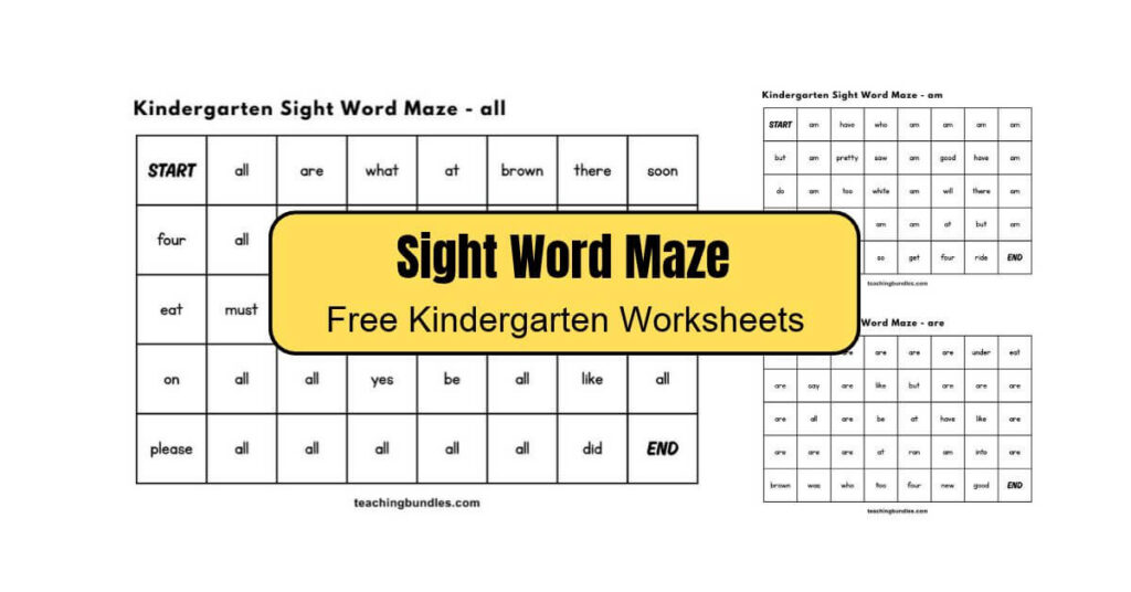 Free printable sight word mazes PDF for kids