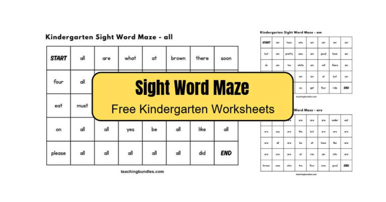 Free printable sight word mazes PDF for kids