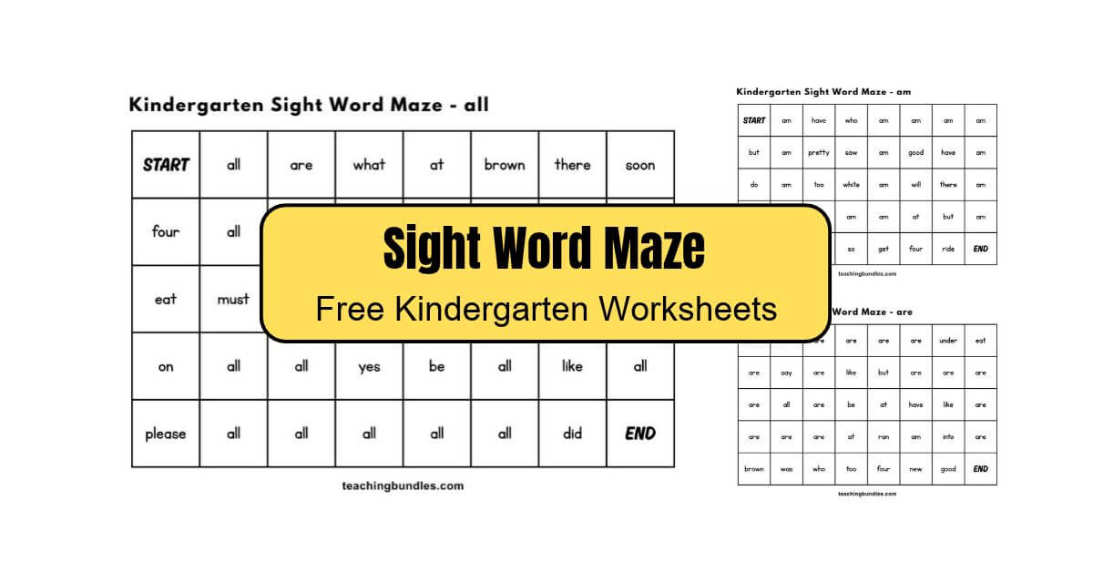 Free printable sight word mazes PDF for kids