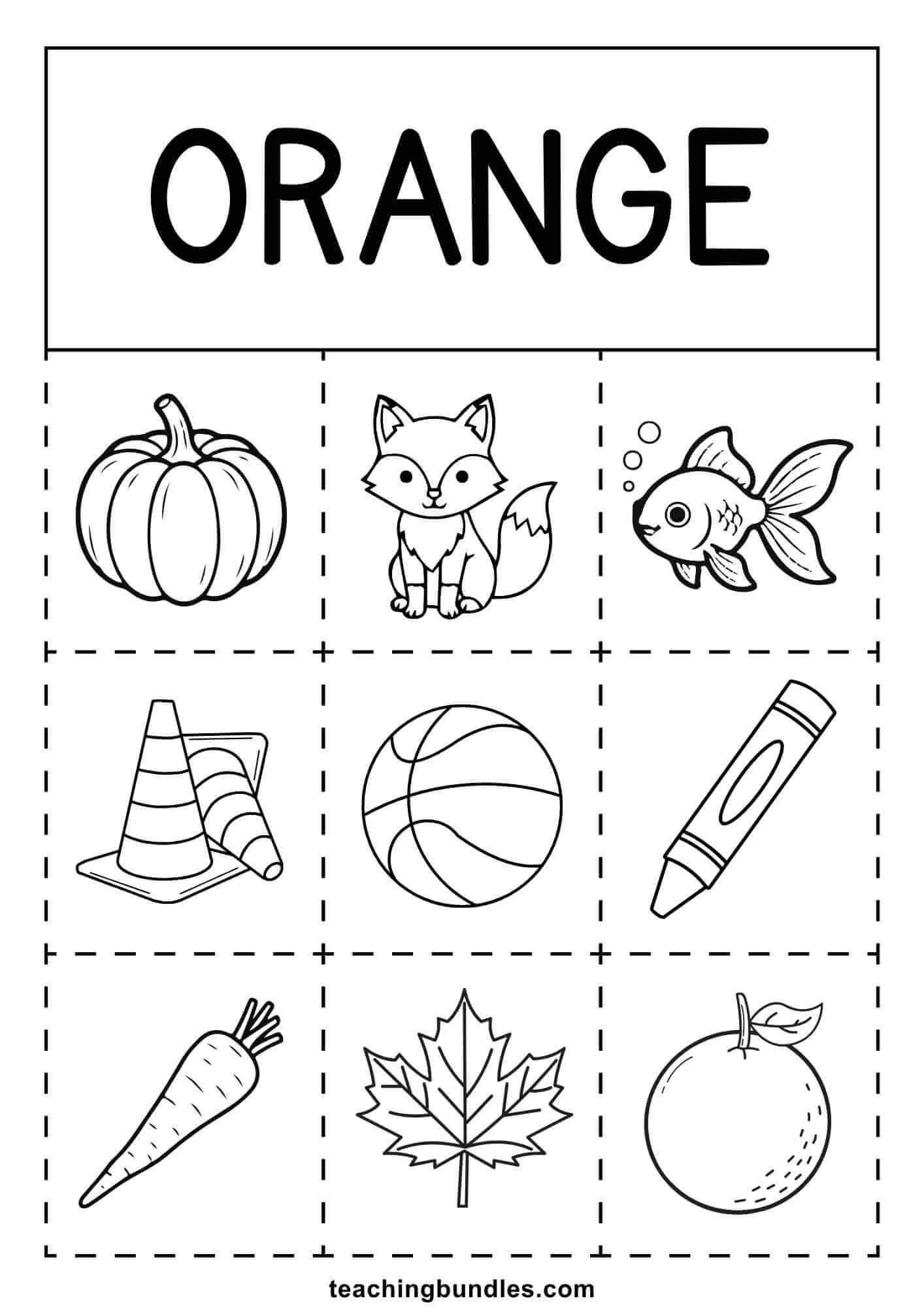 orange things coloring activity