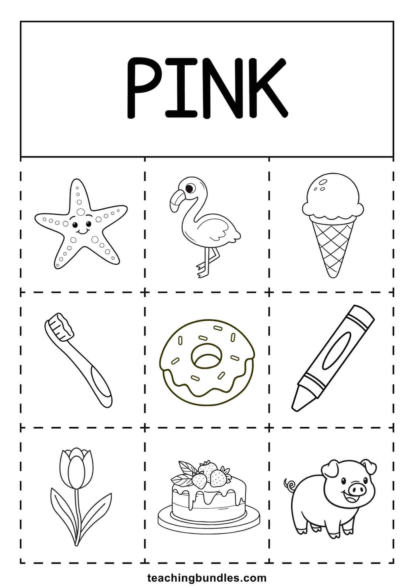 pink things coloring activity