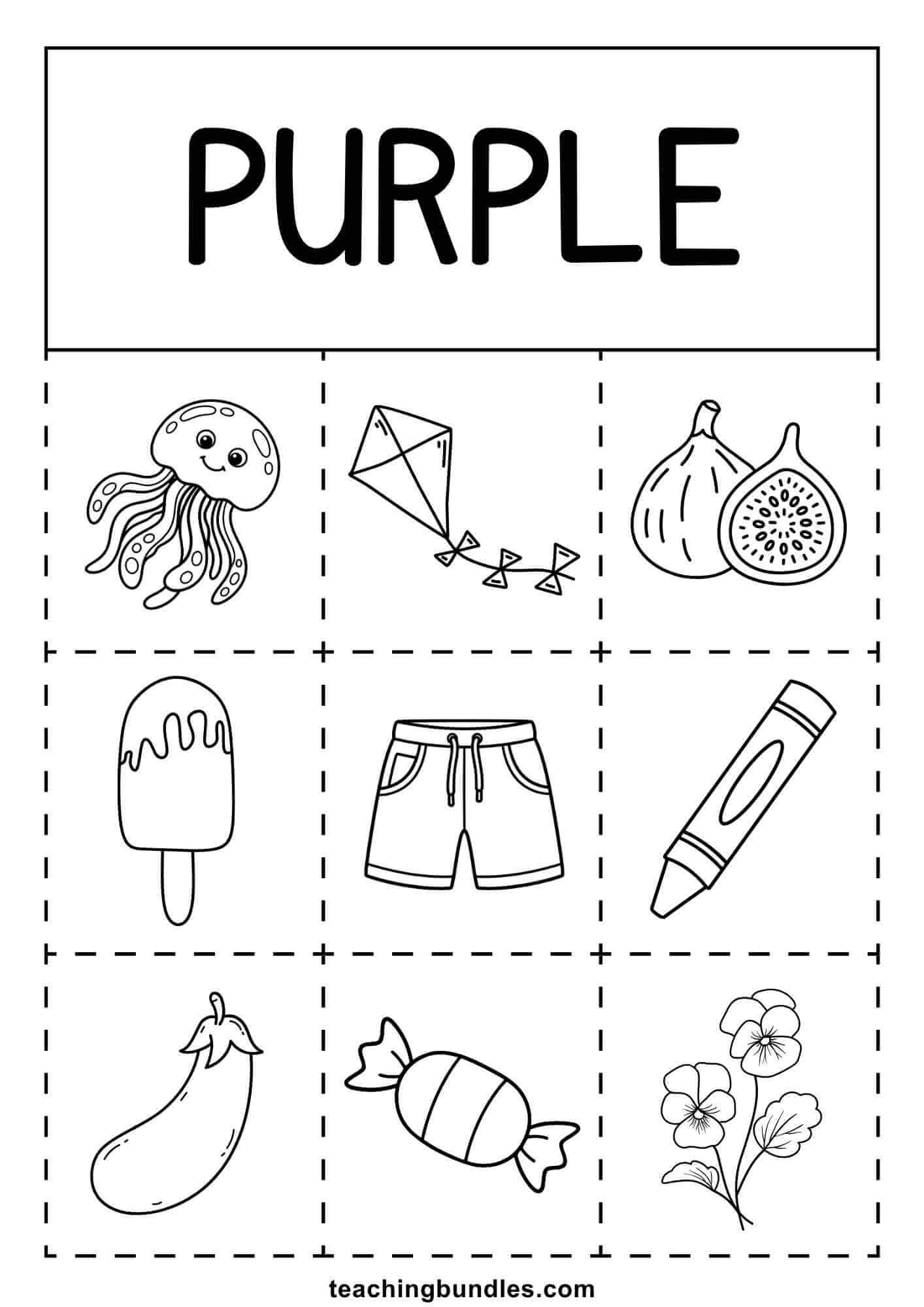 purple things coloring activity
