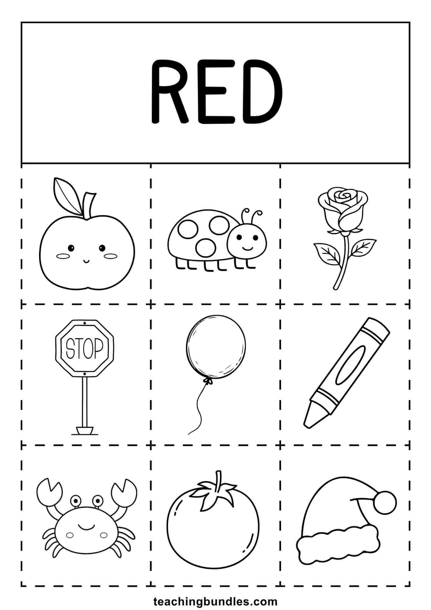 red things coloring activity