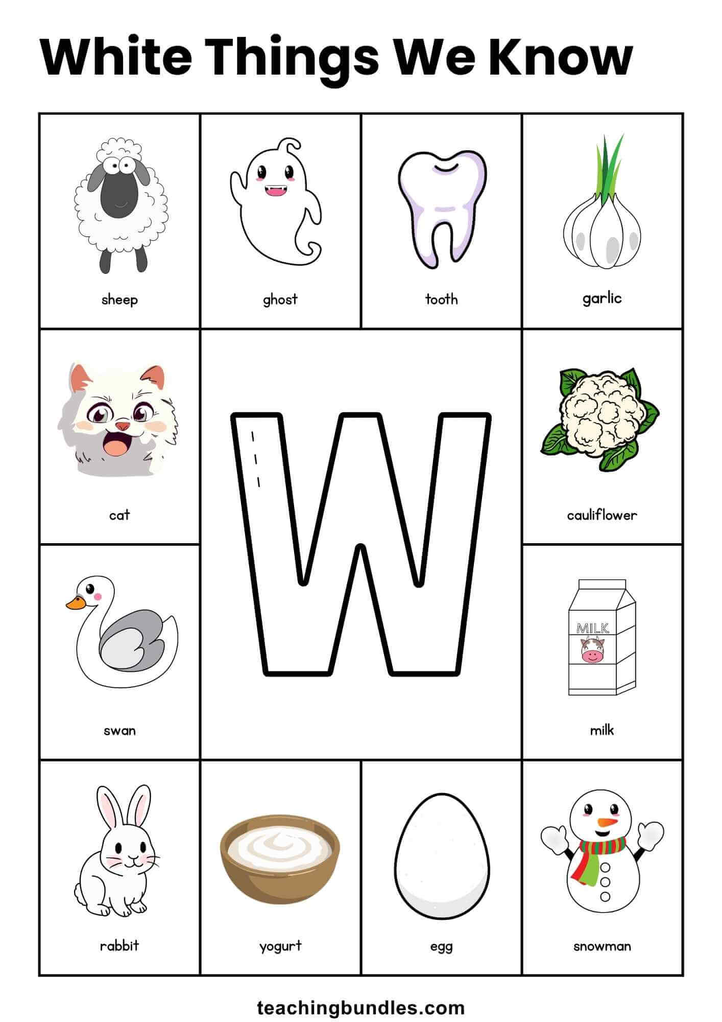 White objects poster for kids