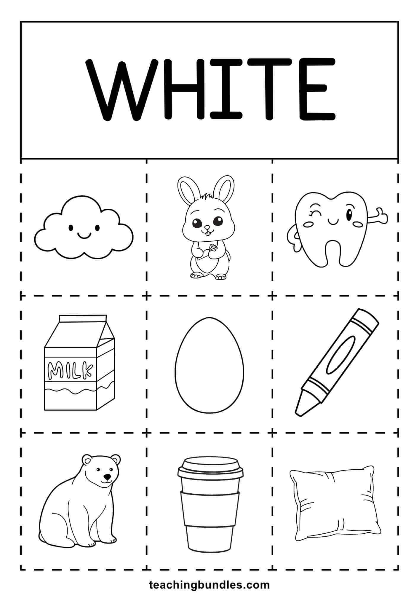 white things coloring activity